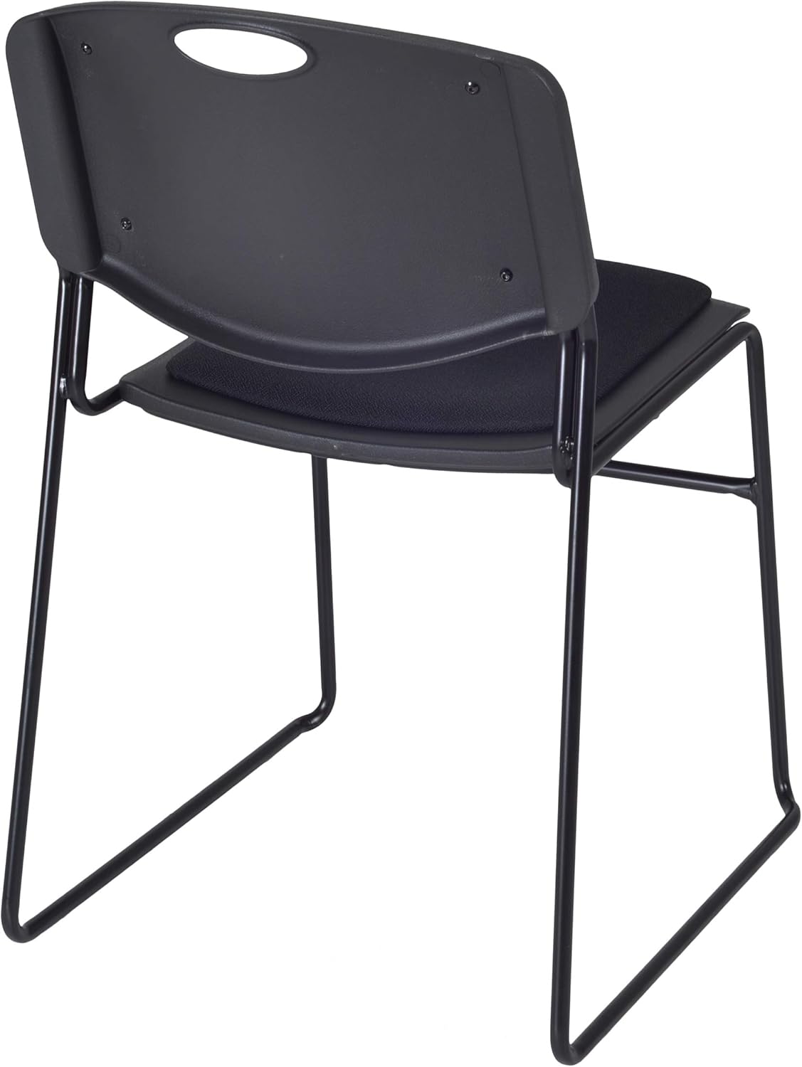 Romig Regency Zeng Padded Seat and Back 400lb Capacity Stackable Chair – Heavy-Duty Metal Frame with Durable Plastic Seat, Space-Saving & Versatile for Offices, Classrooms & Events (Black, 4 Pack)