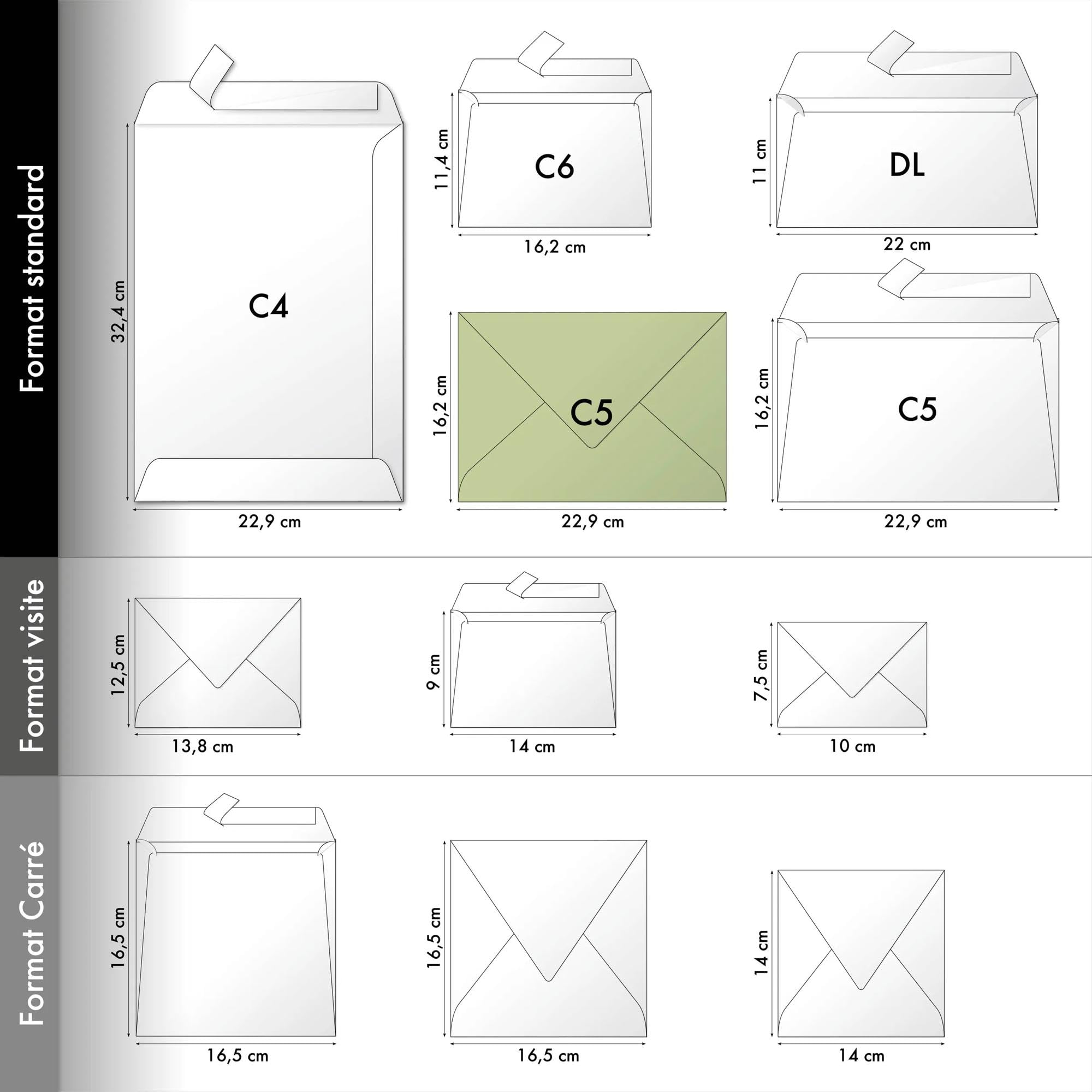 Clairefontaine 5562C Buste gommate C5 16,2x22,9cm 120g/m² Giallo sole Pacco da 20