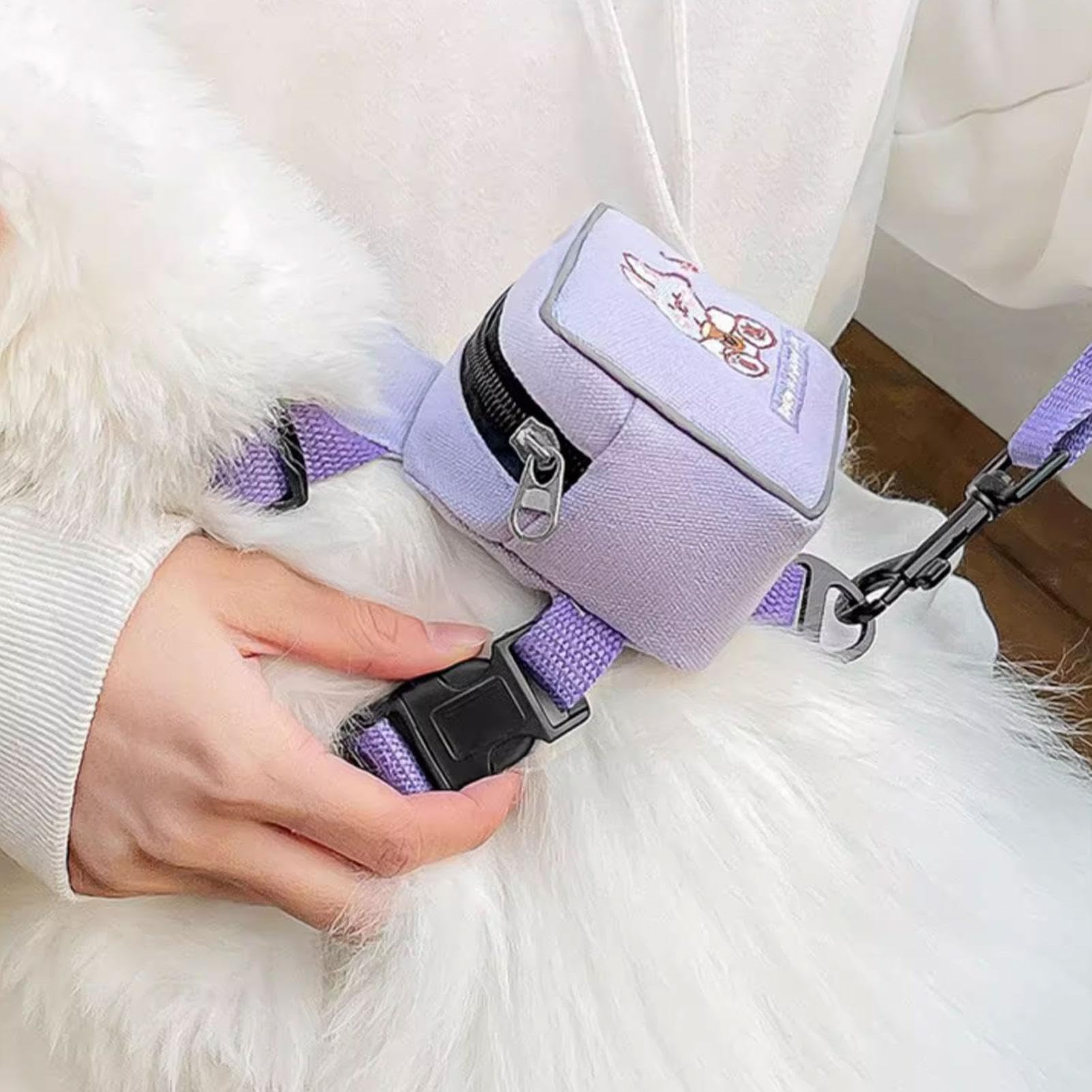 Imbracatura per zaino per cani | Imbracatura da trekking con design animale dei cartoni animati | Borsa da sella regolabile per cani, con motivo colorato con orso, coniglio, dinosauro per viaggi,