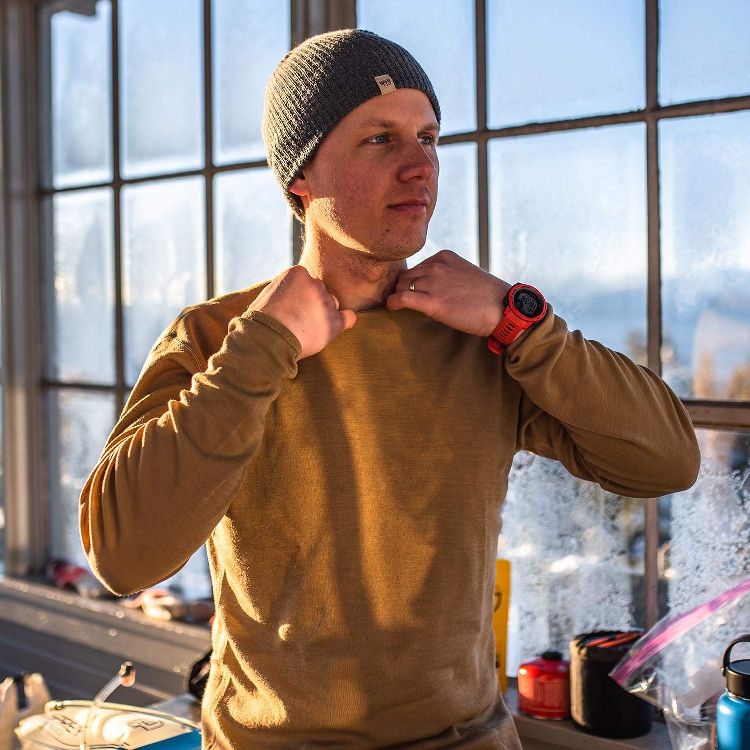 100% Merino Wool - Men's Long Sleeve Crew Shirt - Thermal Base Layer - Image 6