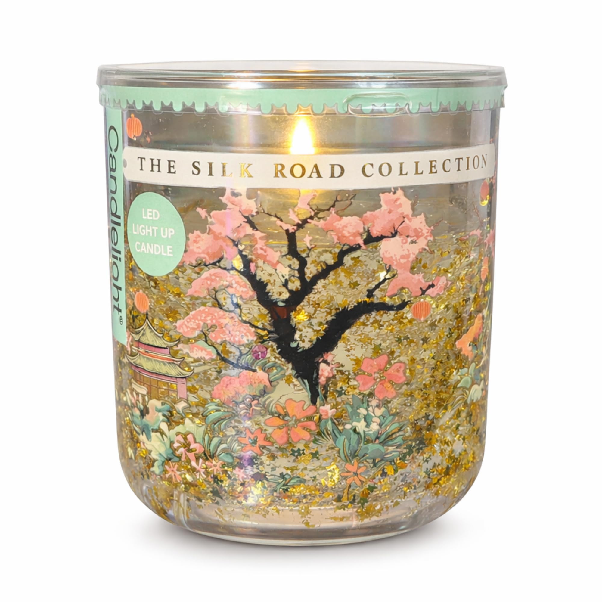Candlelight Unisex Gold Silk Collection Chengdu Light Up Glitter Candle