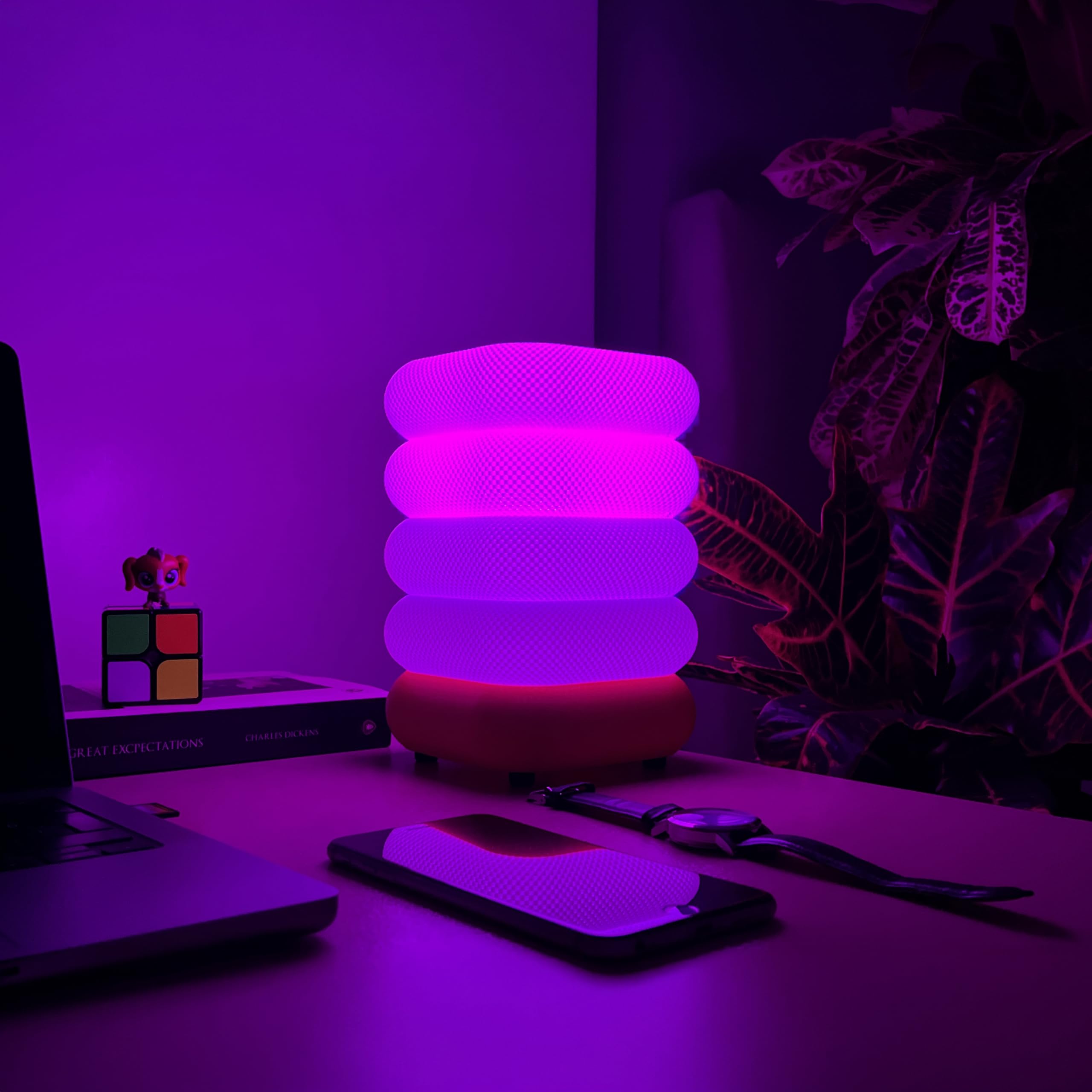 HaymaLab Zen Dalga RGB Masa Lambası – WiFi Akıllı Gece Lambası, Sesli Komut, 16 Milyon Renk E27 LED, Akıllı Ampul Dahil, Yatak Odası Salon Dekoratif Ambiyans Aydınlatma
