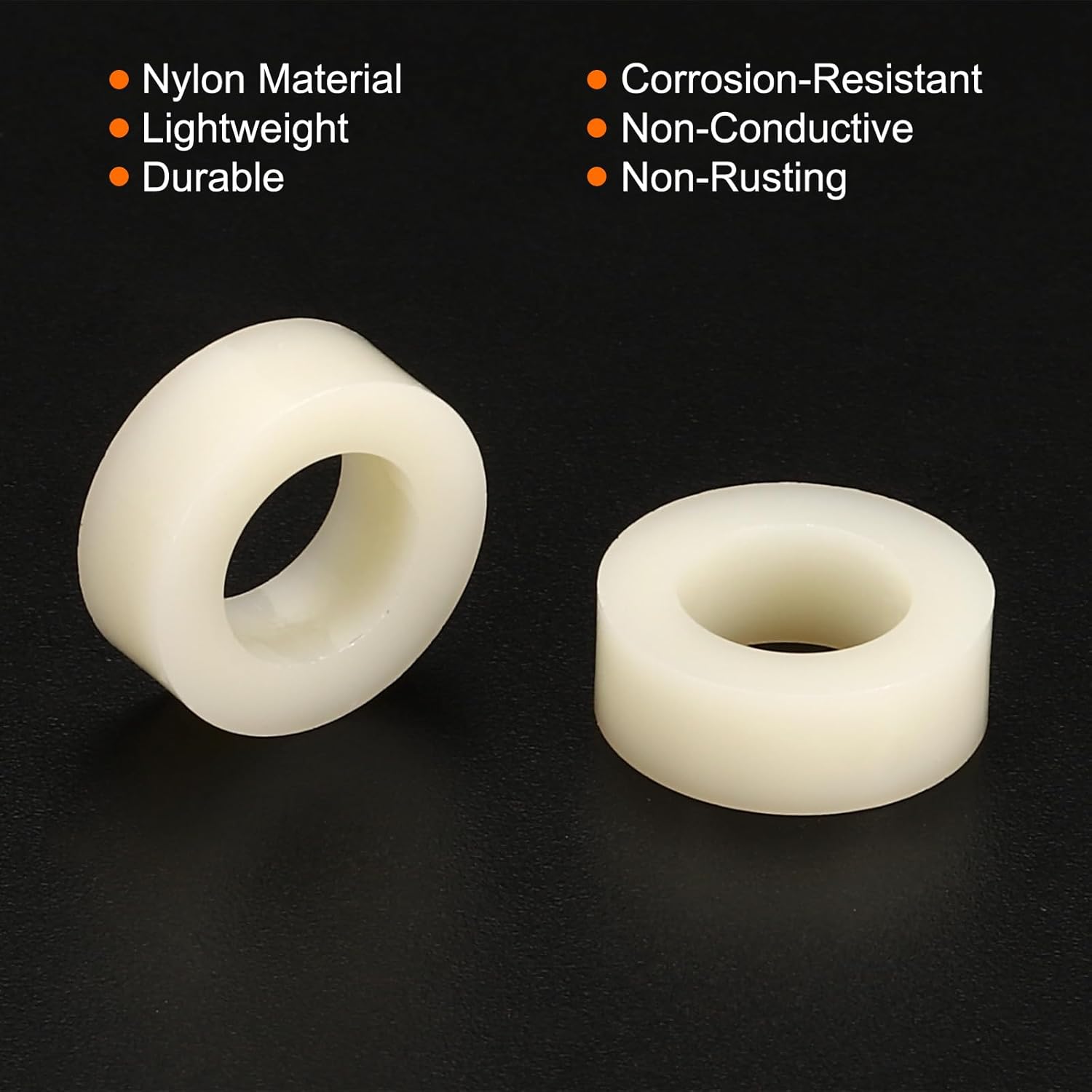 Generic M8 Round Spacer Washer Set, 60 Pack Nylon 5,8,10,12,15,20mm Length for M8 Screws Block 3D Printer TV Wall Mounting Electrical Outlet, Beige