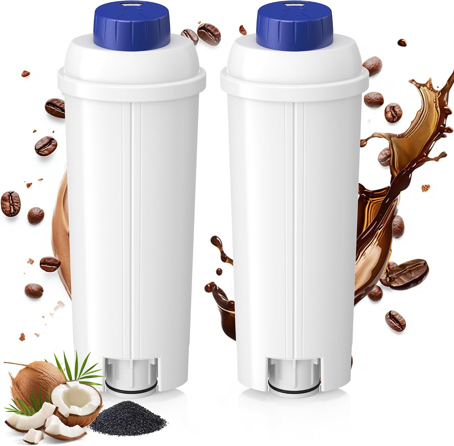 DLSC002 Water Filter for DeLonghi Fully Automatic Coffee Machine - Water Purification Cartridge Filter Maintenance - ECAM Series, Dinamica, Cappuccino System, Magnifica, ETAM Autentica, Esam