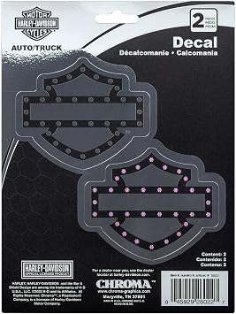 CHROMA 26022 Harley-Davidson His & Hers Bar & Shield Logo Decals - Chrome Effect Silver
