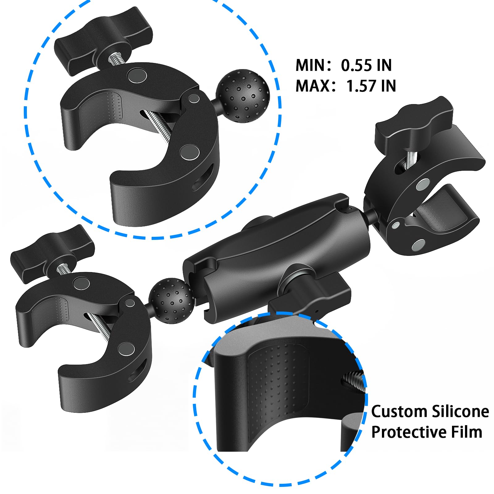 Motorcycle Camera Mount for Insta360 X5 X4 - Bike Handlebar Clamp with 59 Extendable Selfie Stick - Universal Fit for Insta360 X3X2ONE RS & GoPro Accessories product thumbnail 4