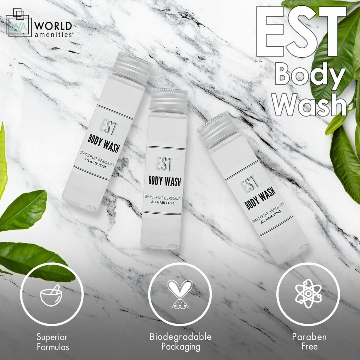 World Amenities - EST Body Wash 1.4oz/40ml Hotel Amenities, 288/case