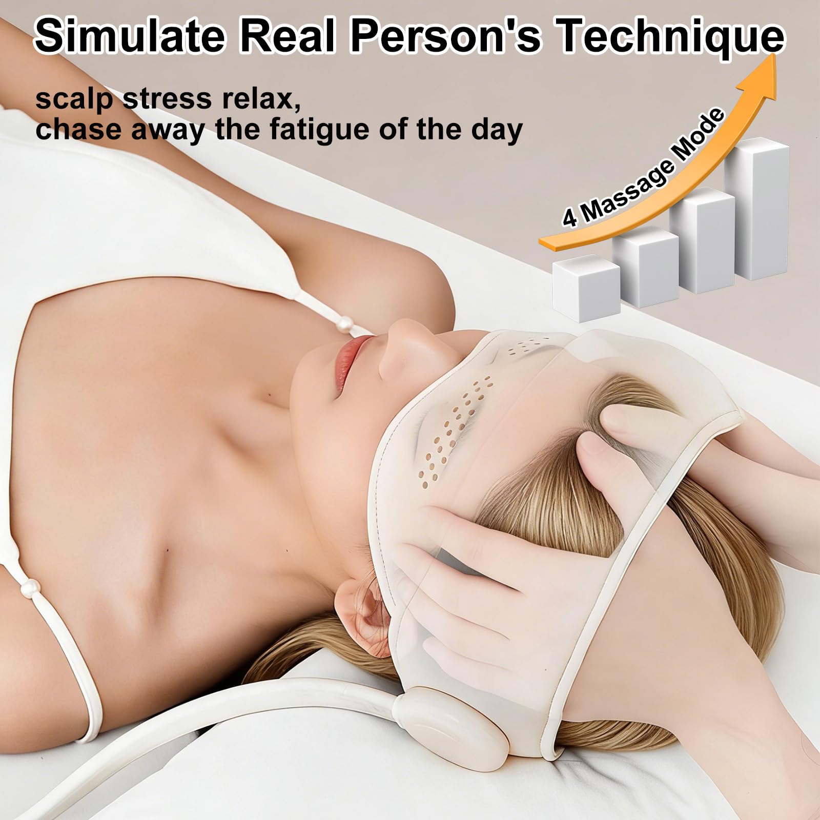 Kopfmassage Elektrisch mit 6 Zonen Luftkissenmassage, Kopfmassagegerät mit 4 Massagemodi, Kopfhaut Massagegerät, Kopf Massage, Massager mit 3 Temperaturstufen für Entspannung