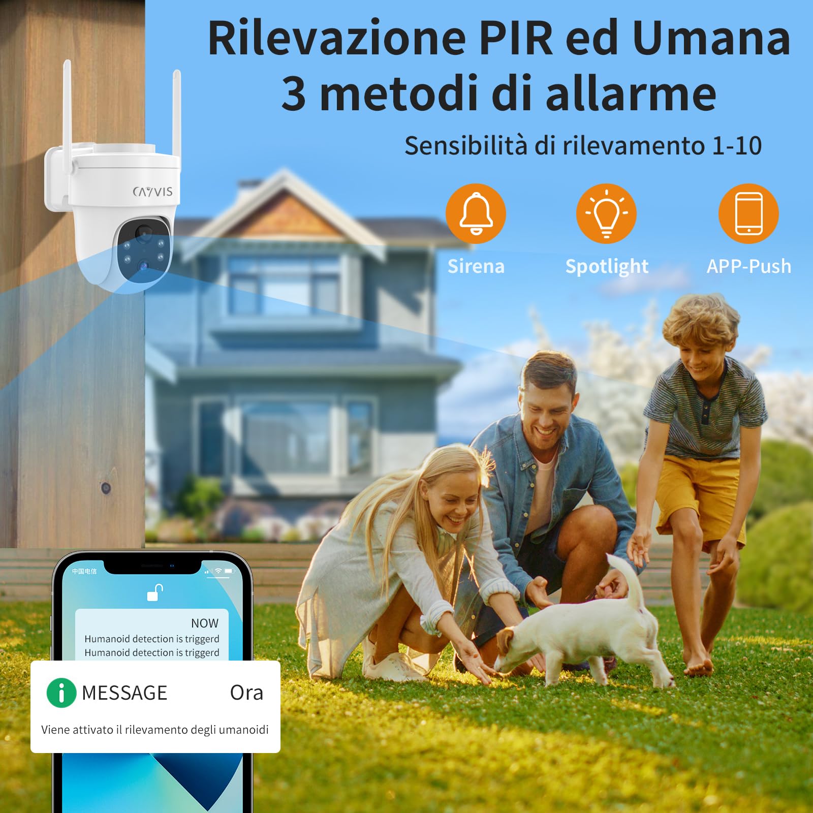 Telecamera Wi-Fi Esterno Senza Fili, 2K 3MP Videocamera Sorveglianza Esternocon Pannello Solare e Batteria, Visione Notturna a Colori,Rilevamento Umano PIR, 2 Vie Audio,Alexa (1, Bianco, N)