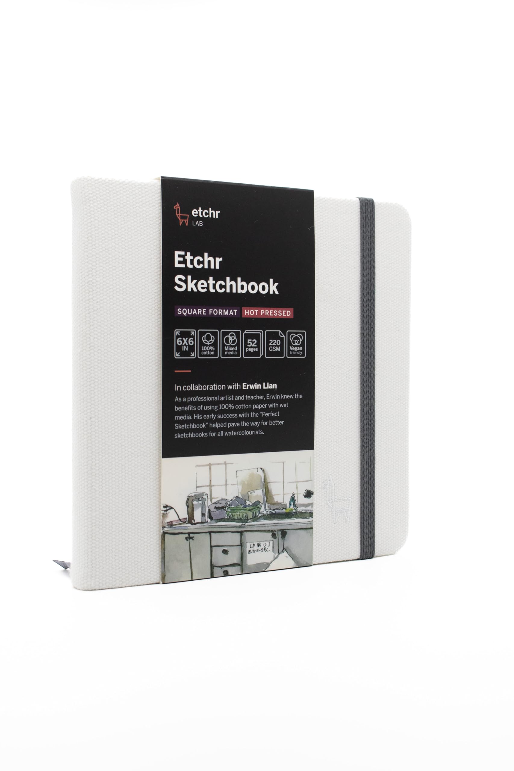 ETCHR A5 Portret Schetsboek - Hot Press Mixed Media Sketchbook - Hardcover Tekenboek - Hardcover Schetsboek 5.8x8.3 met 52 pagina's - Schetsblok met aanpasbare omslag