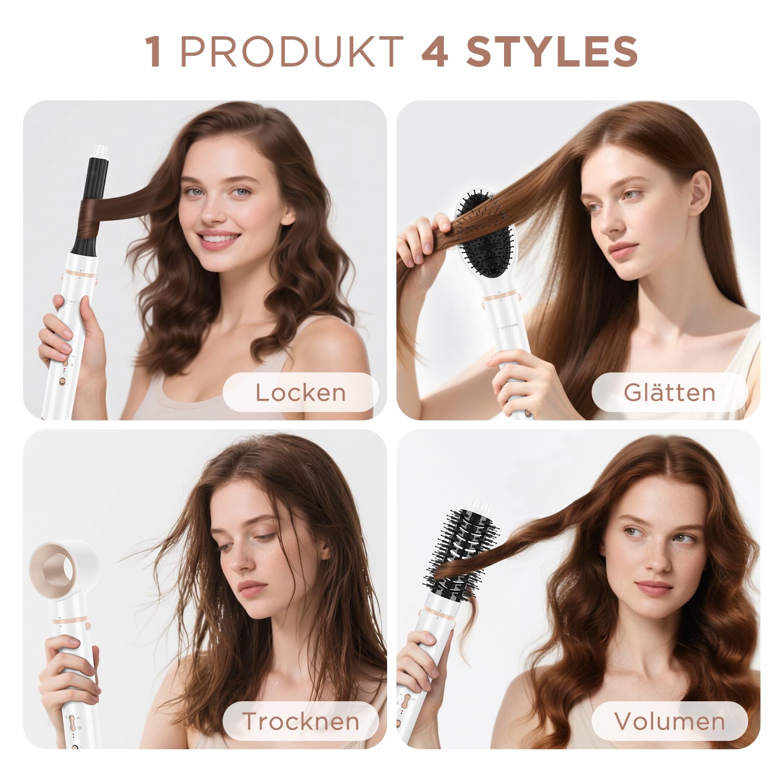 5-en-1 Air Styler & Fer à Boucler PARWIN PRO BEAUTY - Soins Ionisants, Réduction des Frisottis, Pour Coiffer, Gainer, Boucler et Lisser