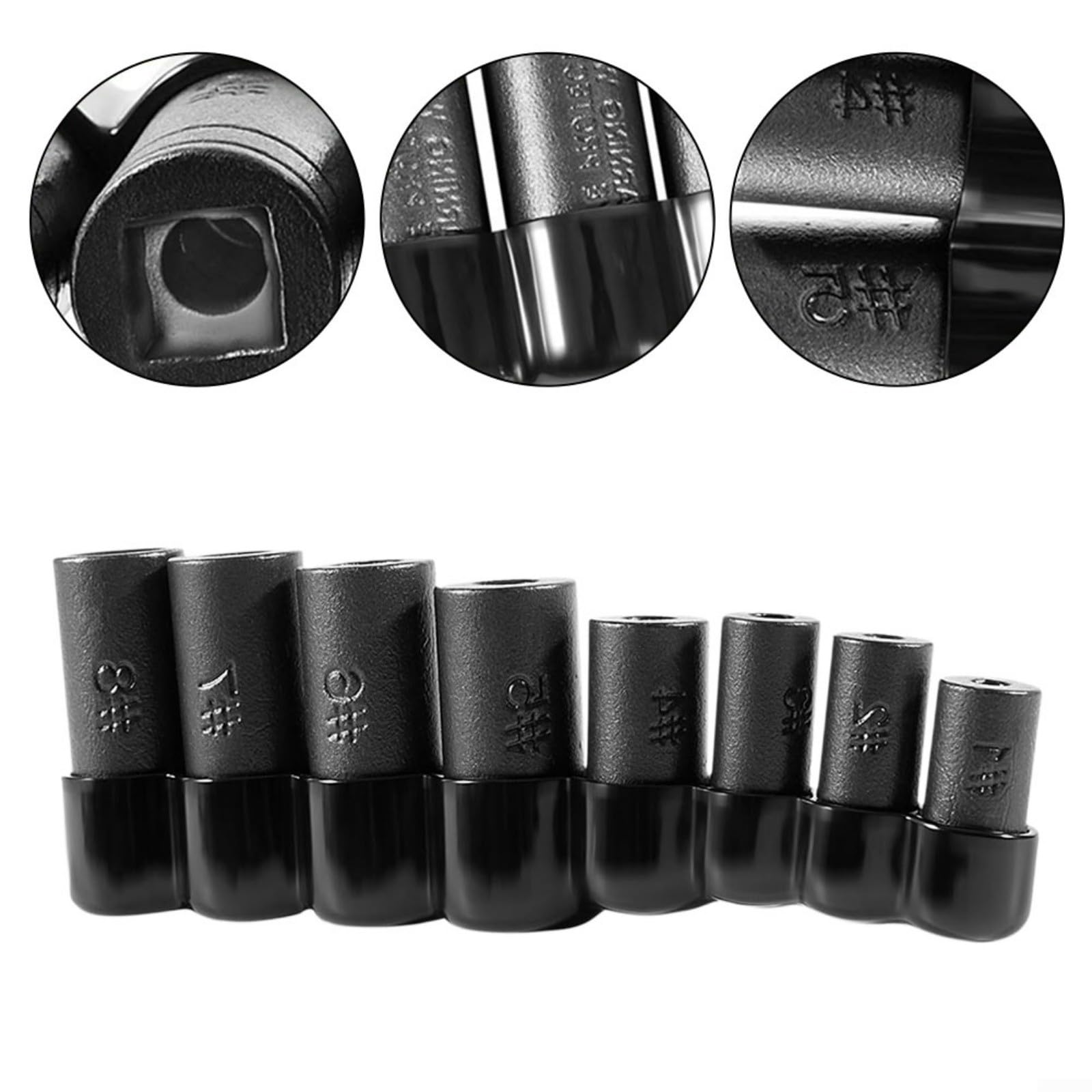 Juego de 8 Vasos Profesionales con impulsión de 1/4" y 3/8", Kit versátil para Herramientas de Lectura métricas estándar