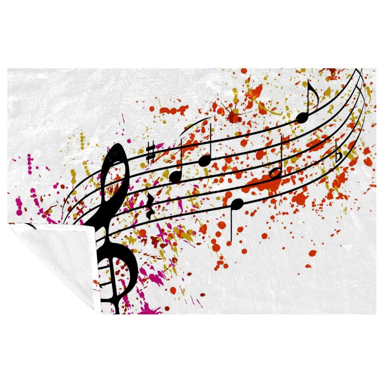 Couverture chaude 150x100 cm à motif notes de musique avec isolation thermique