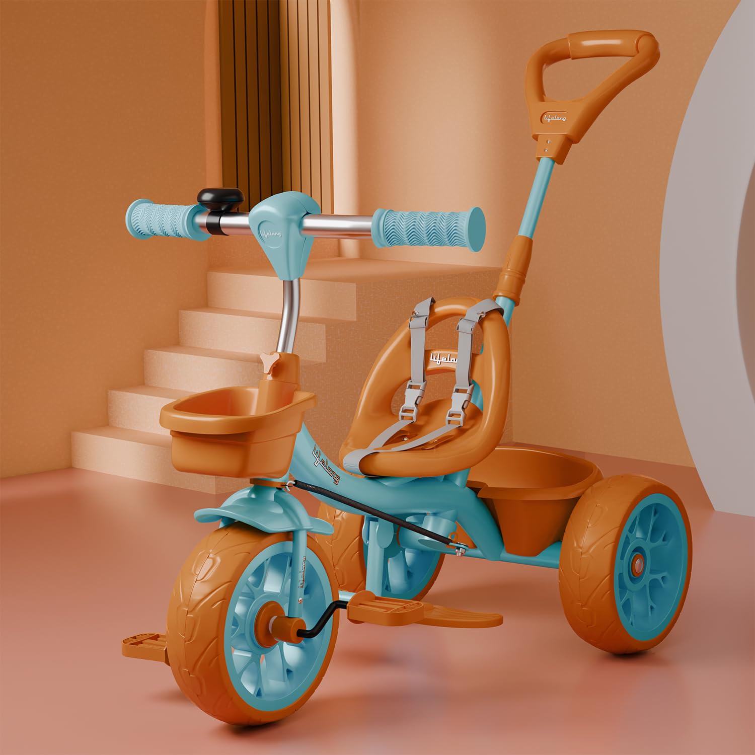 Lifelong Trike Cycle for Kids 2-5 Years - Tricycle for Boys & Girls with 3 EVA Wheels, Bell, Basket & Parental Control - 30 kg Capacity (Pink & Grey) — Amazon image 18