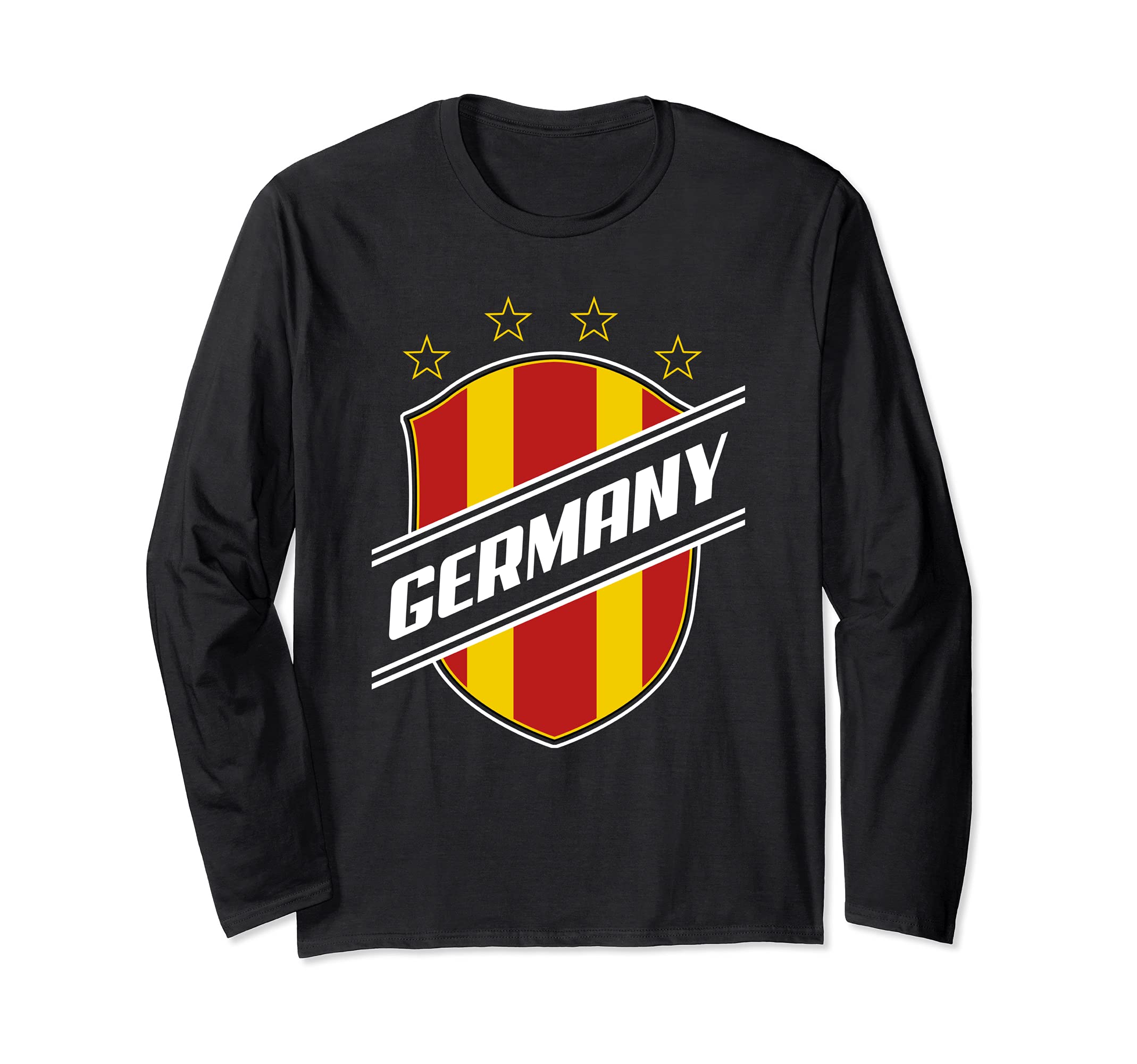 Germany Football Club Text Stripe Long Sleeve T-Shirt, Black