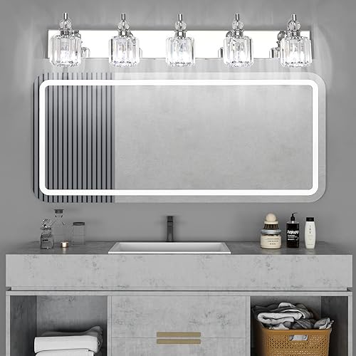 Miniatura 77 de Ralbay - Luces de baño de cristal negro 3 luces, accesorios de iluminación de tocador de baño de cristal, modernas luces de pared de baño de espejo