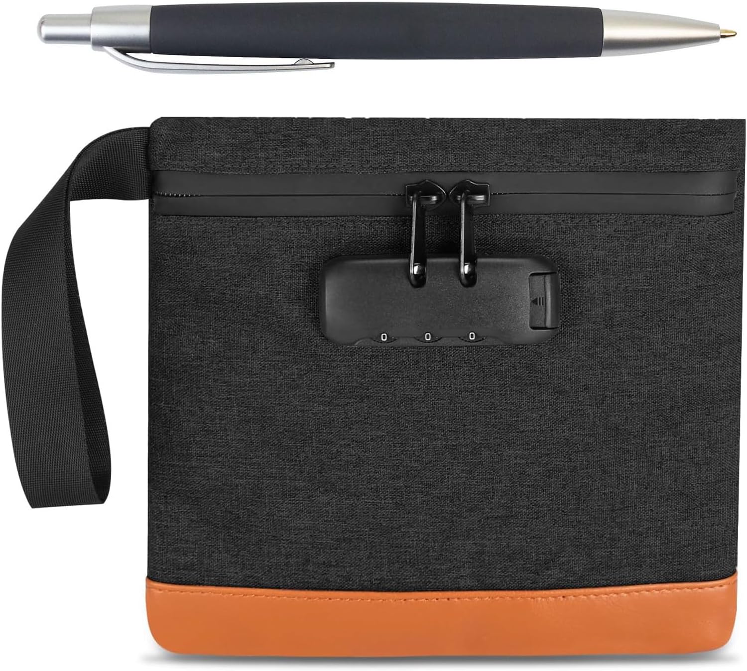 Money Bag with Combination Lock, 7.9 * 7.4 in Security Proof Bag with Lock for Cash, Safe Storage Pouch for Cash, Travel, Bank Deposits, Credit Passports Phone Notary (Black)