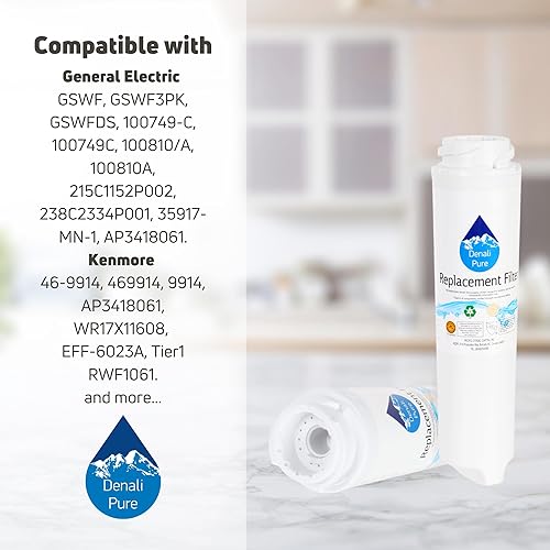 Miniatura 9 de Paquete de 3 filtros de agua de repuesto para refrigerador General Electric PFSS5NJWASS - Compatible con cartucho de filtro de agua de refrigerador