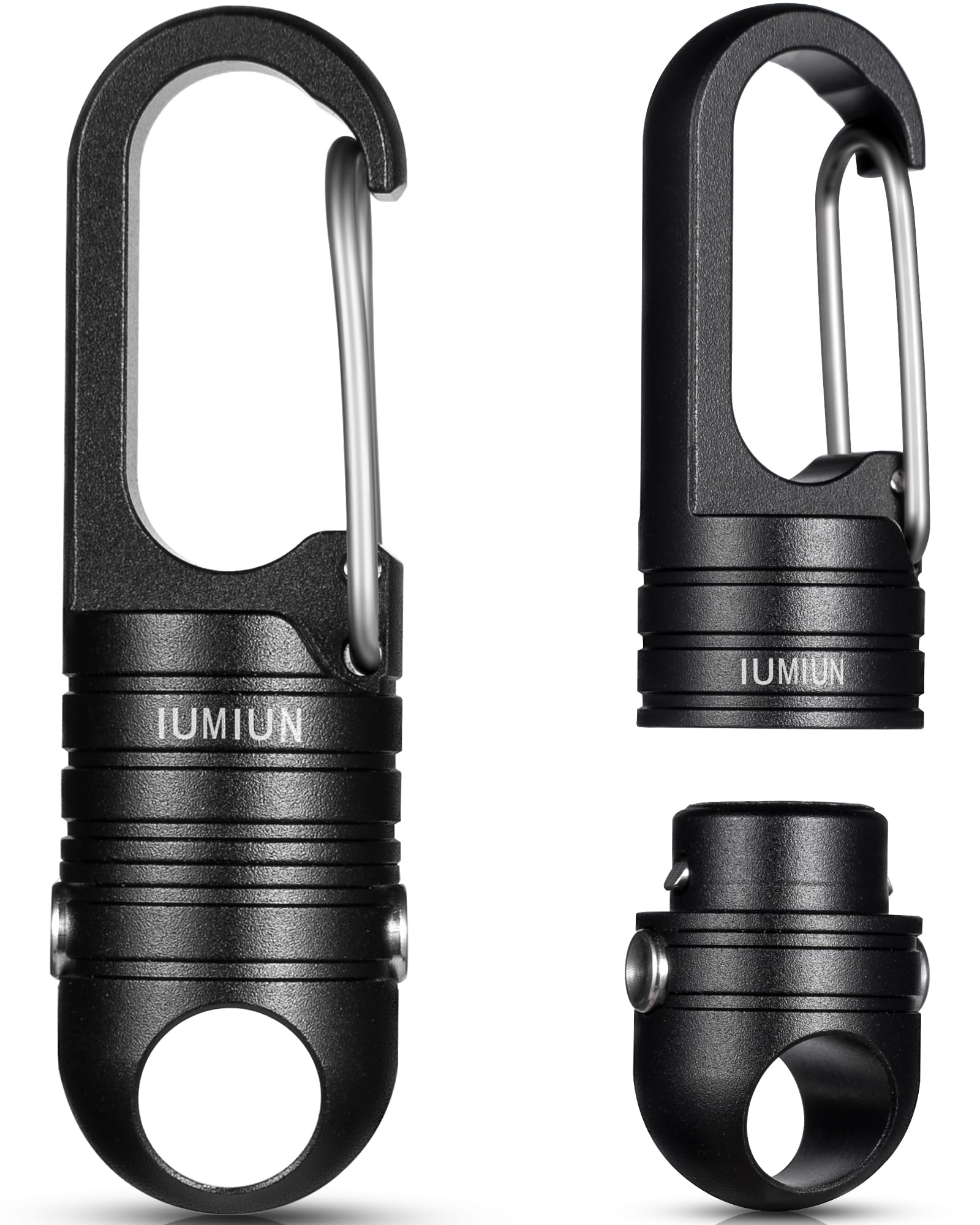 Magnetic Quick Release Keychain with Spring Key Clip and Key Ring-2 Button Lock System (Black 2 Pack)