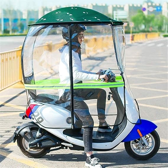 Bike cover Motorcycle rain cover,Universal Fully enclosed Motorcycle Sun Visor Shade Tent Umbrella WindshieldCanopy Motorbike Roof Motor Bicycle Mobility Scooter Sunshade Rain Cover,Green,B