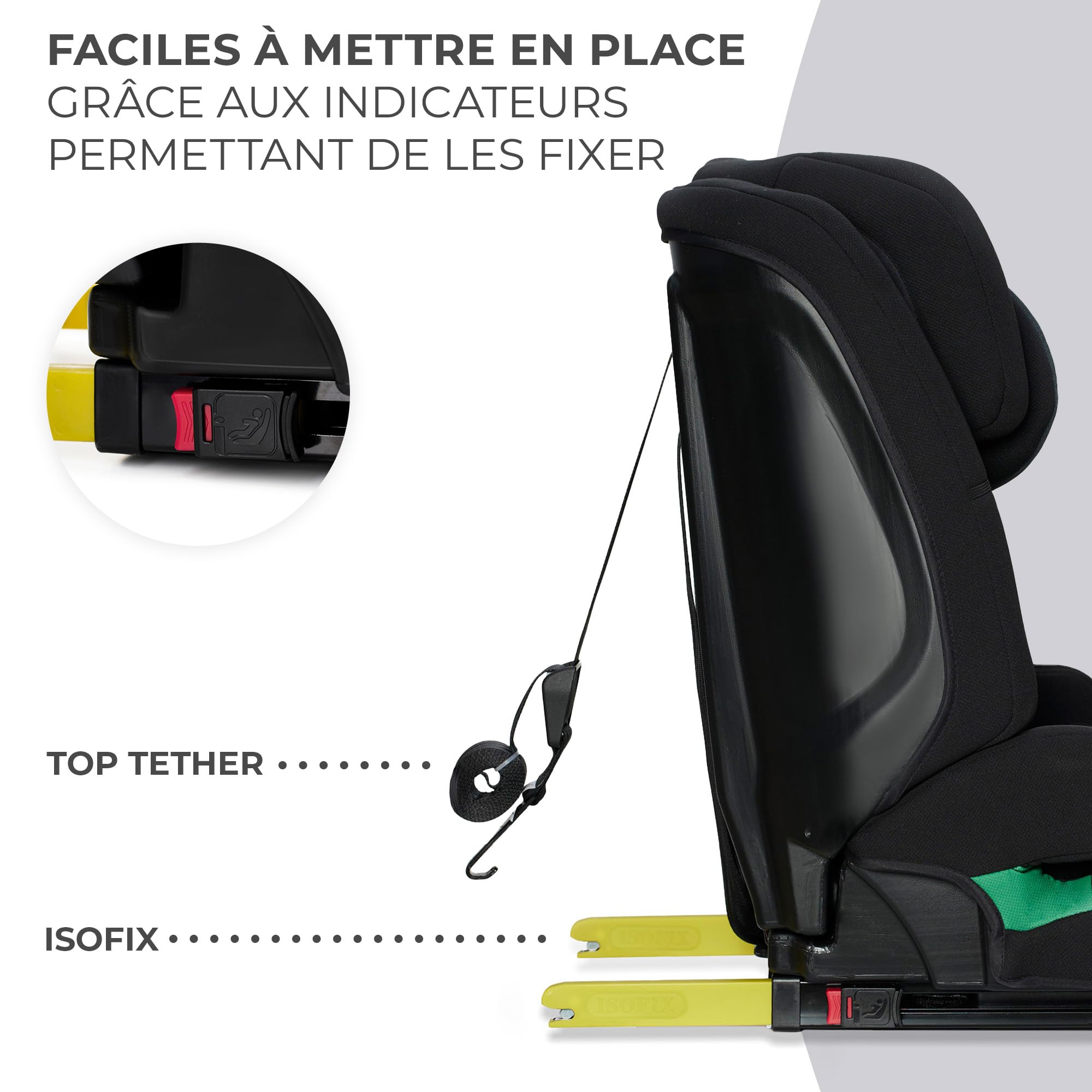 Kinderkraft SAFETY-FIX2 I-SIZE 76-150 cm Fotelik samochodowy Isofix 9-36 kg Noir