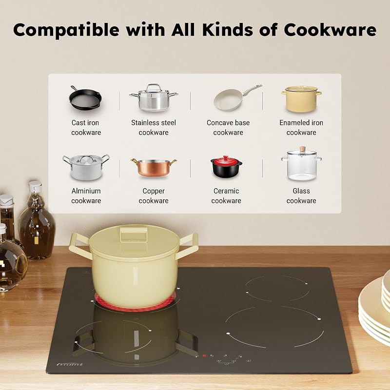COVERCOOK 60 cm beépíthető üvegkerámia főzőlap 4 zónás érintésvezérlés 9 fokozat