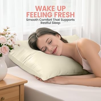 Utopia Bedding Satin Pillowcases 2 pack, Standard Size 50x75 cm, Cream