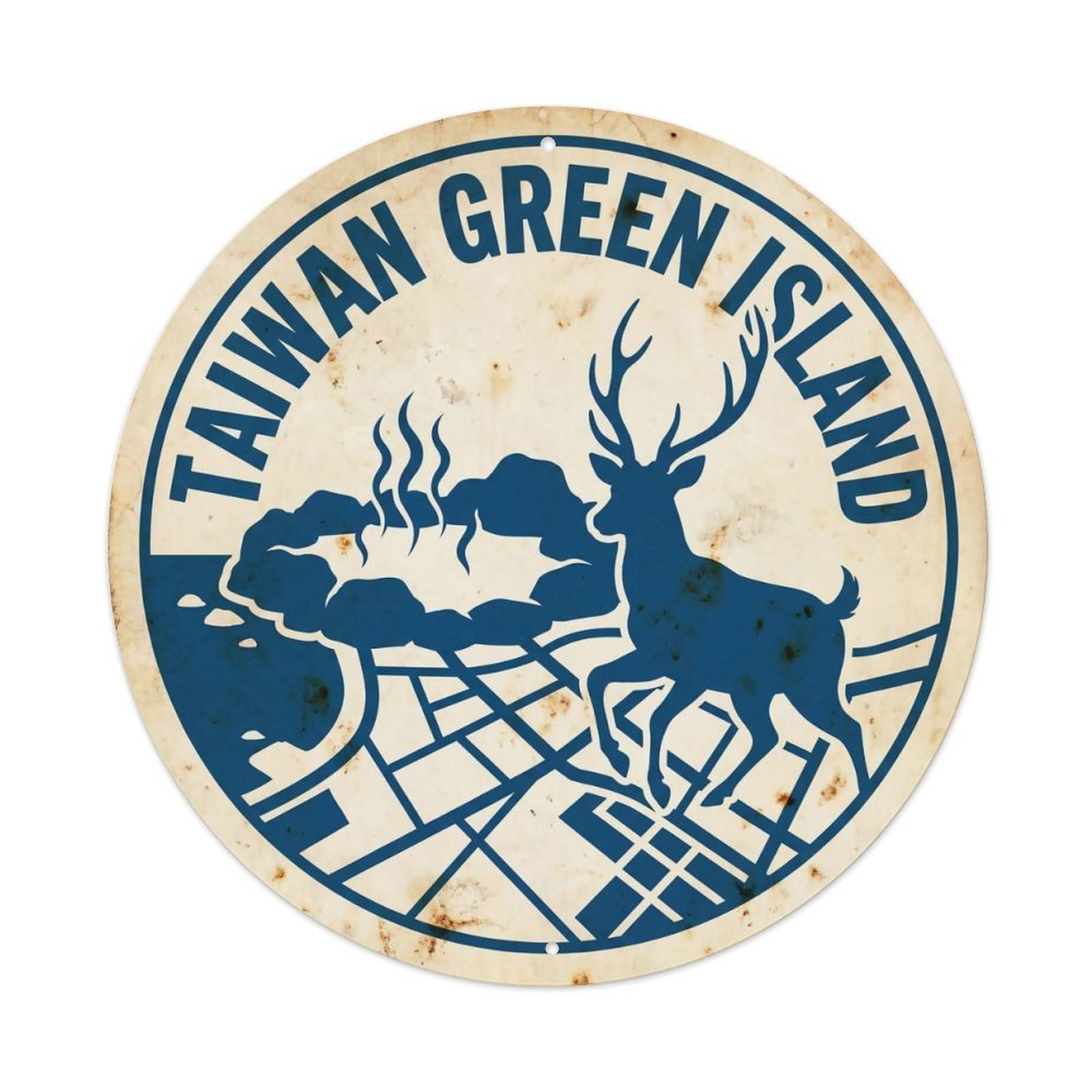 Odgynaw 8X8inch(20X20cm) Taiwan Green Island Ocean Coast Resort East Asia Metal Tin Sign