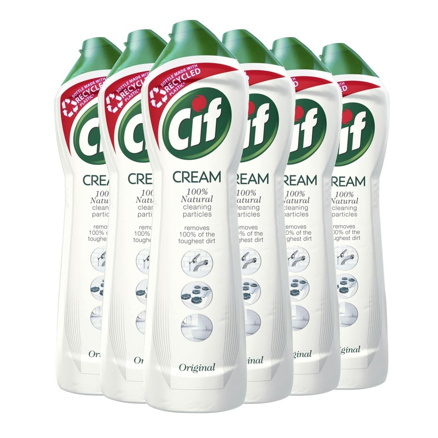 Cif Limpiador de superficies multiusos original en crema enriquecido con un aroma fresco del océano hecho con partículas de limpieza 100% naturales para una limpieza suave y confiable, Multi Buy 6