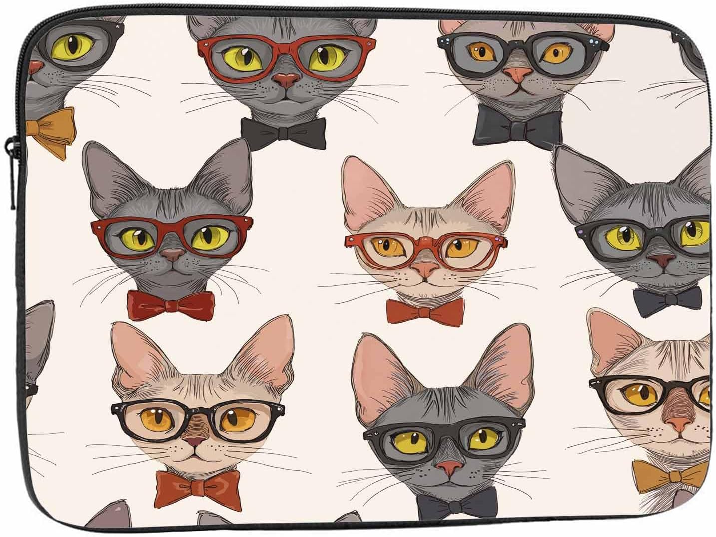 Laptop Sleeve Bag 15.4 15.6 Inch,Hipster Cats Cool Cat Animal Protective Polyester Computer Cases Laptop Cover Briefcase Bag Tablet Travel Cover