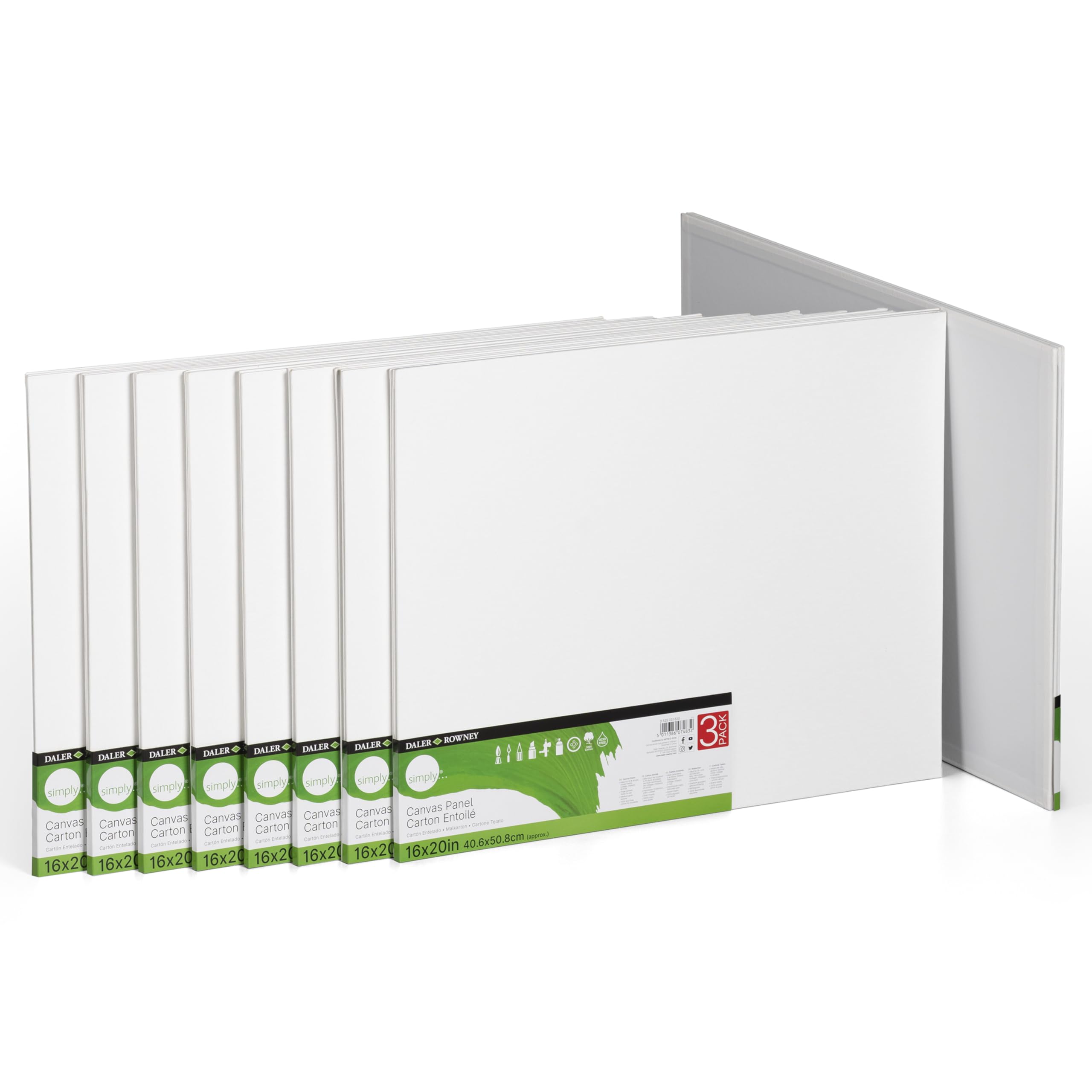 Daler-Rowney Leinwandpaneel, Super Großpackung, 100% Baumwolle, vorgrundiert, 27 Stück, 40,6 x 50,8 cm, Weiß