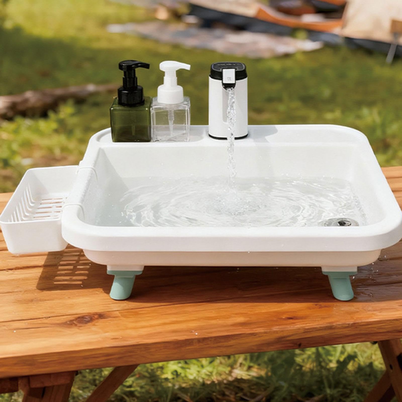 Lavabo Portatile da Esterno, Stazione Mobile per Il Lavaggio delle Mani con Rubinetto elettronico per Uso Interno ed Esterno, postazioni di Lavoro
