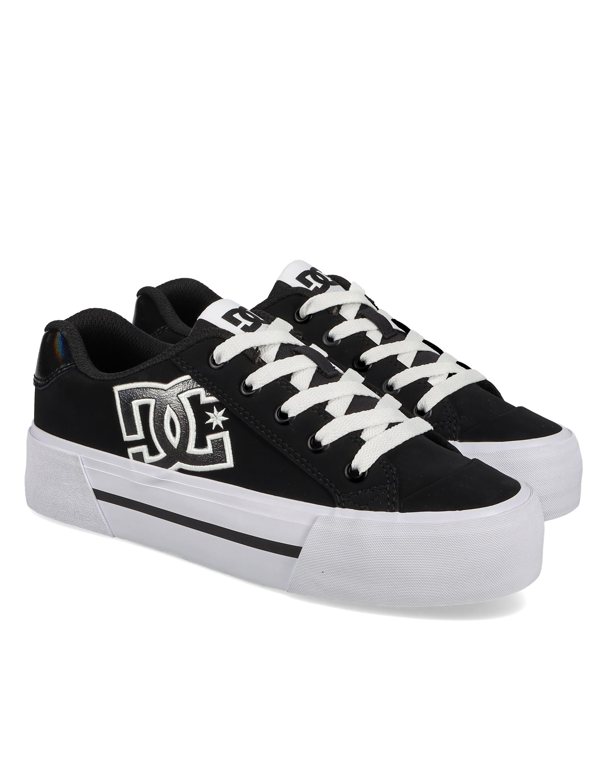 DC Women's Chelsea Platform Skate Shoe, Black, 5.5