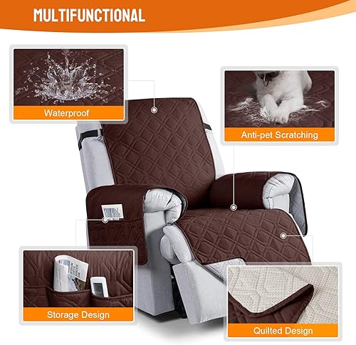 Miniatura 98 de VANSOFY Fundas 100% impermeables para sillas reclinables, antideslizantes, para sillas reclinables, protector de muebles, funda lavable con Negro