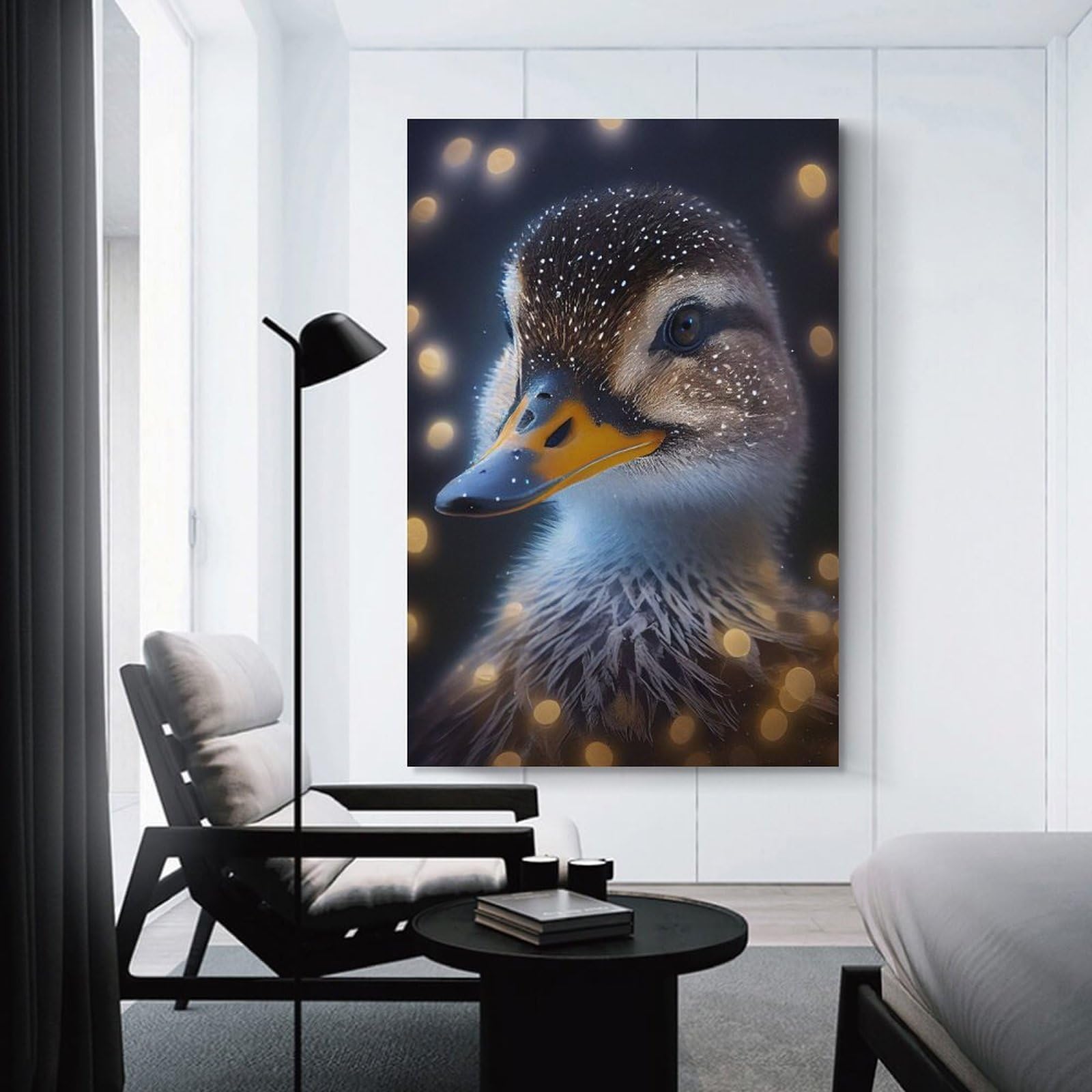 Junmoney Glowing Duck Portrait Room Decor Wall Art, 24x36inch(60x90cm), for Home Office, Desk Area Or Studio, An Interior Accent for Desk Areas