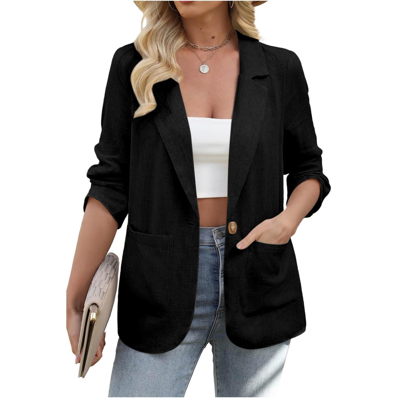 Blazer for Women Summer Casual Suit Womens Blazers Oversized Dressy Clothes Woman Light Cotton Business Suit Jacket