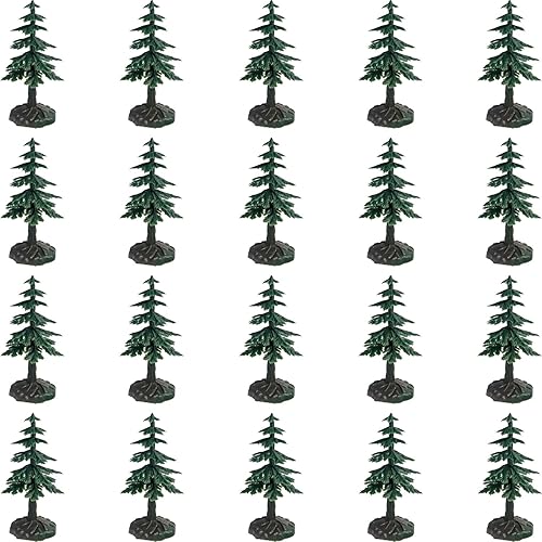 Miniatura 1 de 20 piezas de árbol en miniatura de 2.68 pulgadas, modelo de árboles, tren, paisaje, pino con base, árboles falsos para decoración de Navidad,