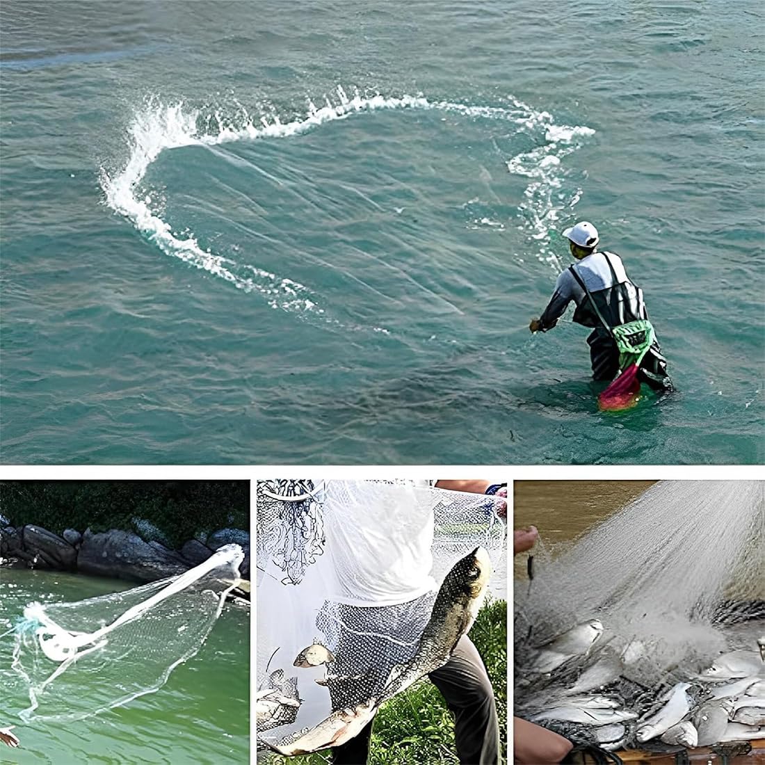Rete Fusa Facile Da Lanciare - Maglia Resistente, Rete Pesca Fusa