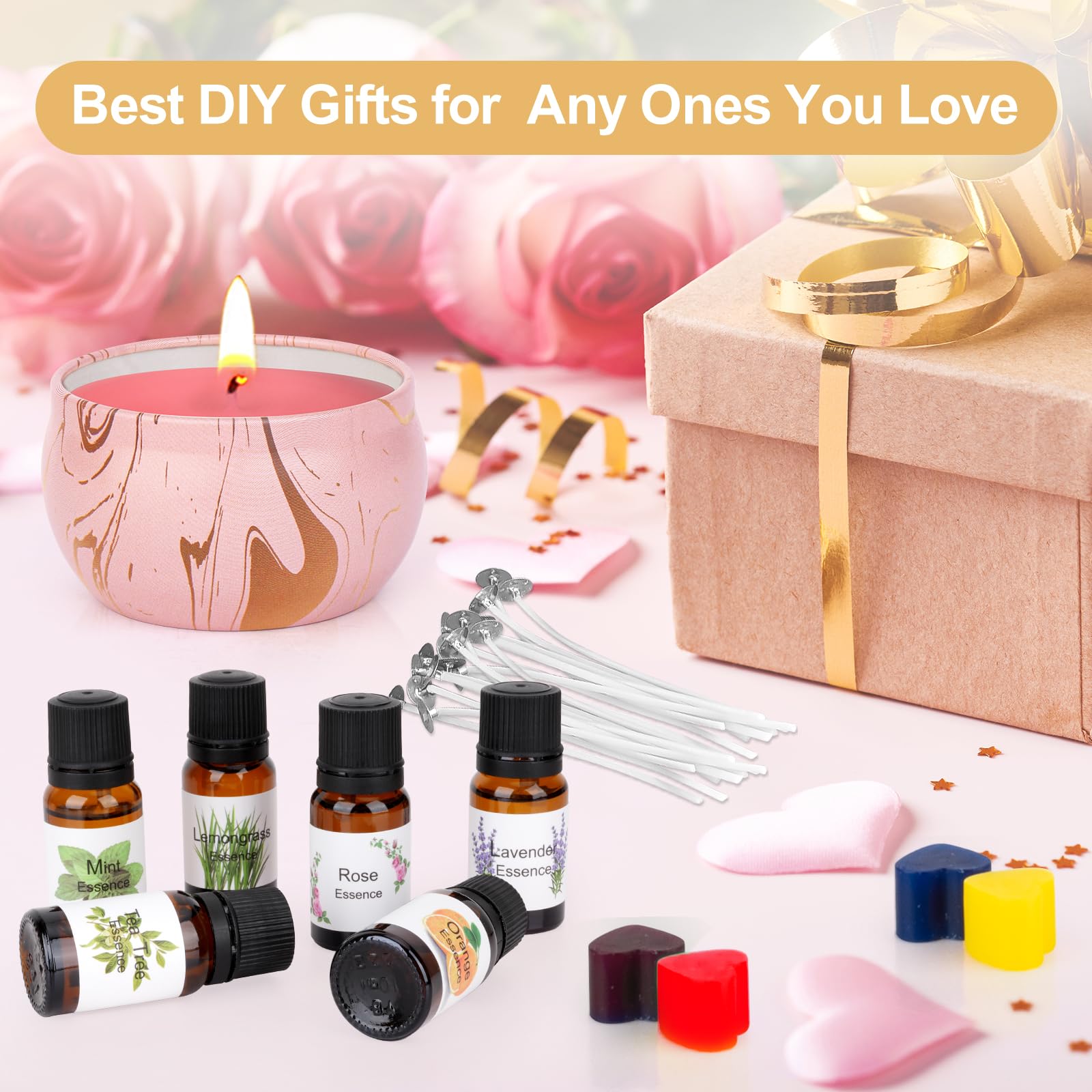 Kit DIY Fabrication De Bougies - 4 Cires D'abeille + 100 Mèches + 9 Pots - Créez Vos Bougies Parfumées Maison