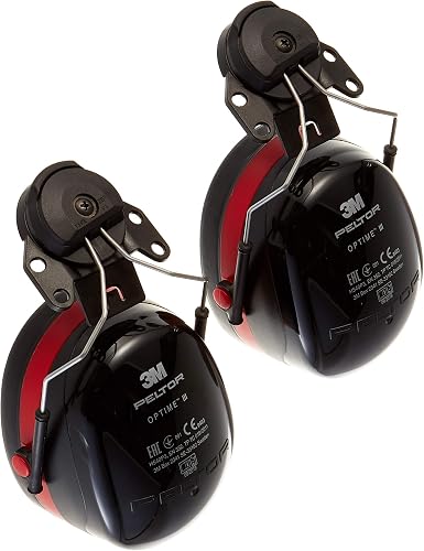 3M PELTOR Optime III Earmuffs, 34 dB, Black/Red, Helmet M… - 1