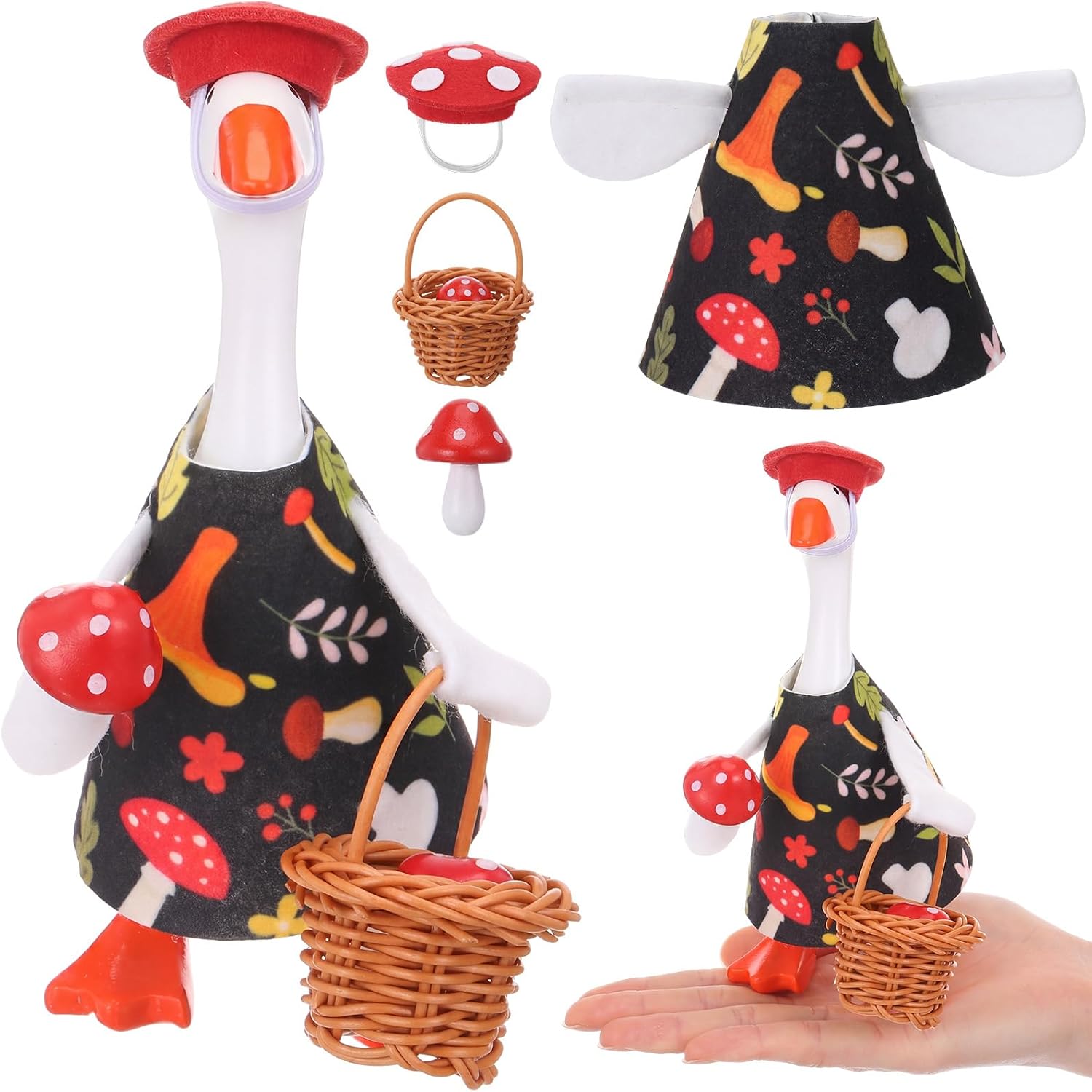 Gilprop 7 Inch Desk Goose Outfit Mushroom Theme Clothes Hat Basket Set