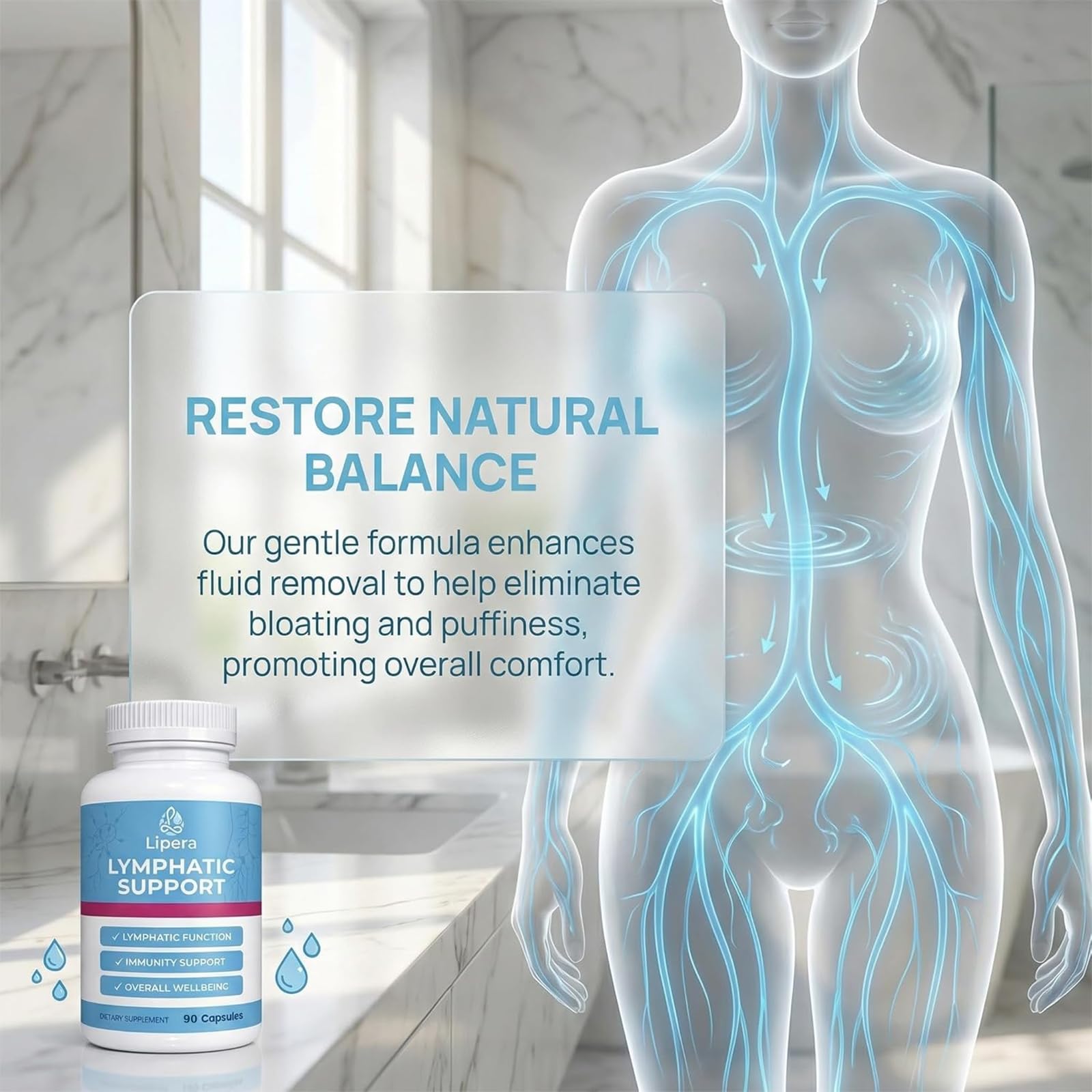 Lipera Lymphatic Support - 90 Capsules, Lymphatic Drainage Supplements for Fluid Balance Support & General Wellness Support, with Resveratrol and Vitamin C, Vegan, Non-GMO (1) — Amazon image 3