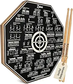 Pad de Estudo para Bateria 8 Polegadas com Baquetas – Practice Pad Portátil Silencioso para Treino de Rudimentos, Base em Madeira, Superfície em EVA, Ideal para Iniciantes e Profissionais