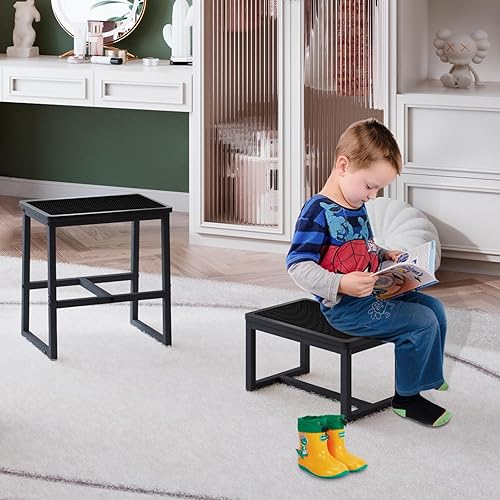 Miniatura 16 de Taburete de escalón para adultos, soporta hasta 500 libras, 3 en 1, resistente taburete de dos pasos para Kichen/baño/camas altas, marco de madera y