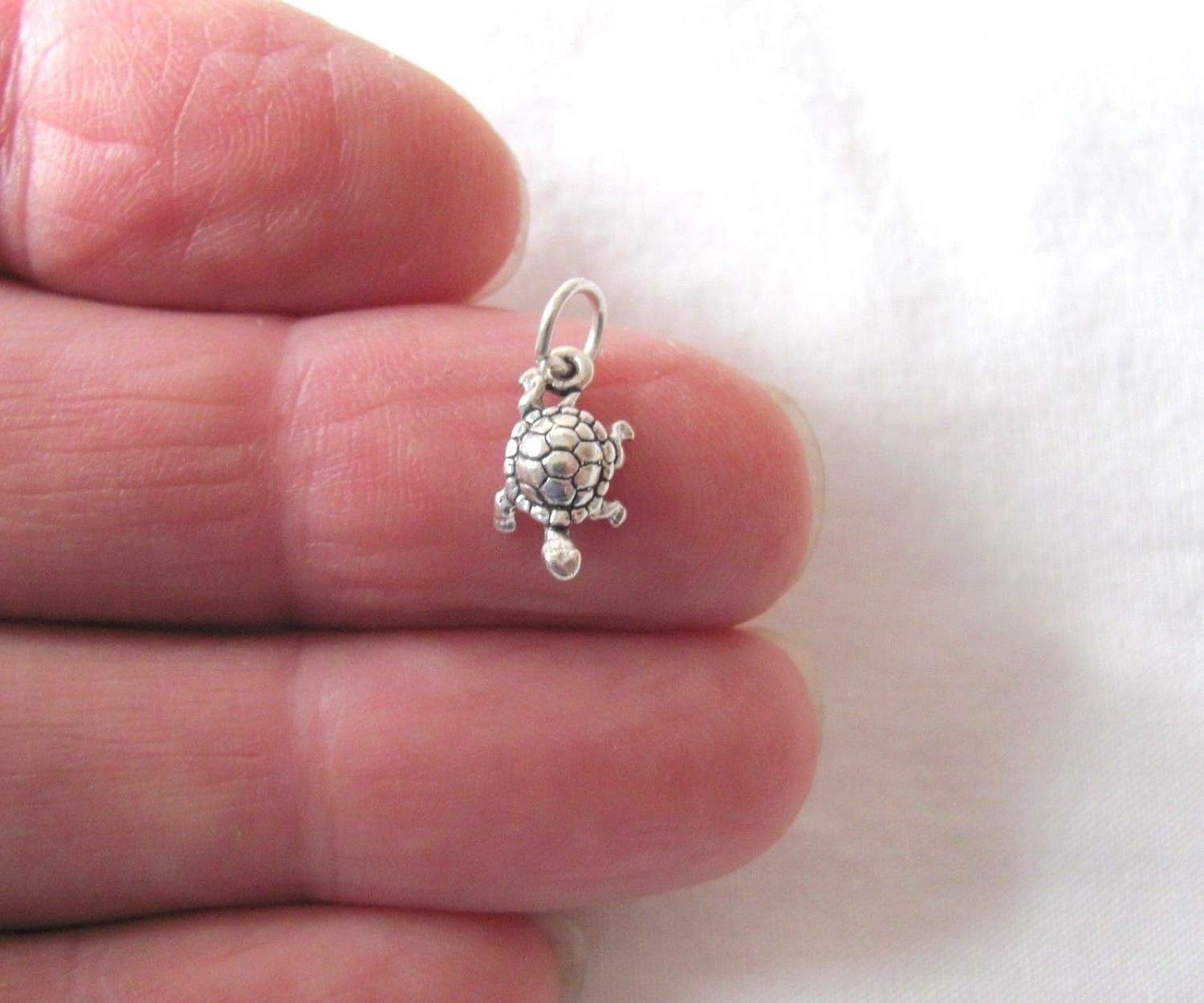 Small Sterling Silver Turtle Mini Tiny Charm - Jewelry Making DIY Crafting Charm Beads for Bracelets