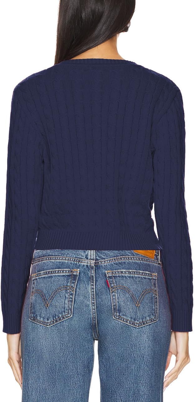 JLCNCUE Womens Cable Knit Cardigan Crewneck Open Front Long Sleeves Sweater 2025 Fall Trendy Button Dwon Cropped Cardigan - Image 3