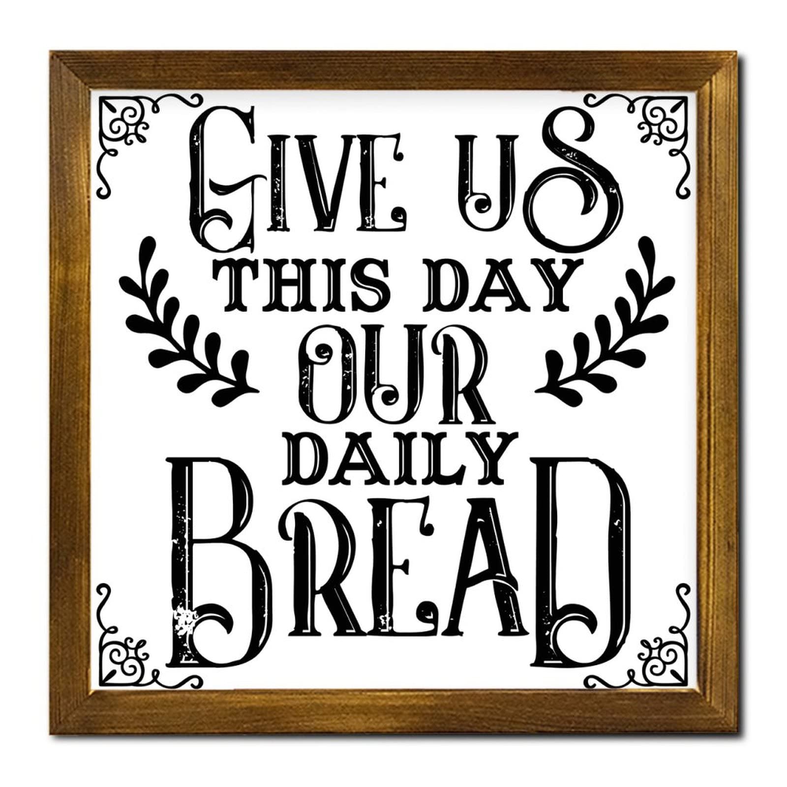 Yivxa Tin-879 Christian Gift Motivational Quote Sign Give Us This Day Our Daily Bread Wood Signs Wall Decor Home Decor Wall Decor 8X8 Inch