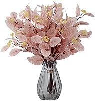 Vista 10 de 12 tallos de eucalipto artificiales, hojas de eucalipto de seda falsa de 20 pulgadas con bayas, plantas verdes, decoraciones florales para Azul Cielo