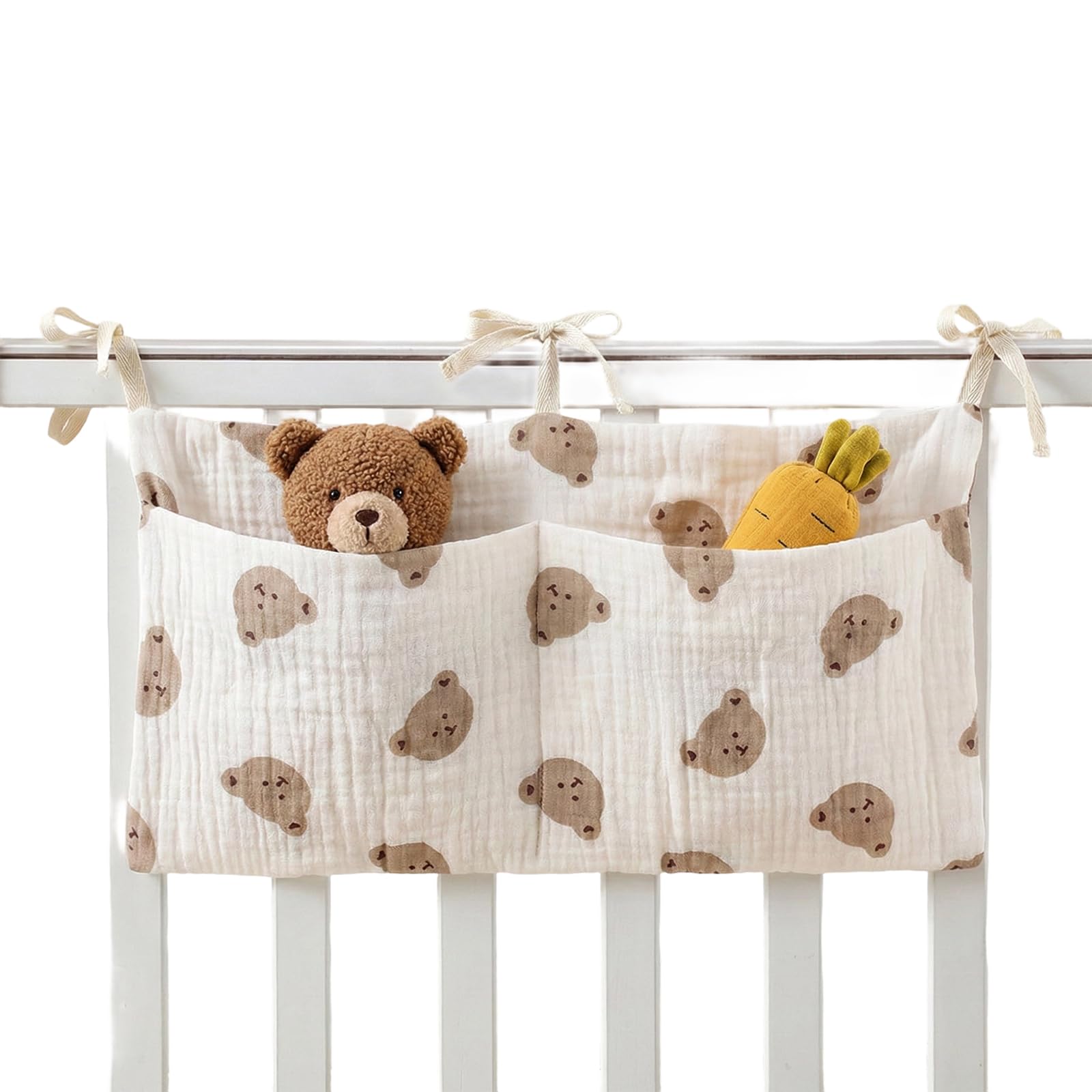 BAUCH Borsa Appendere per Lettino,Organizer per Cameretta dei Bambini, 2 Tasche, Tasche Portaoggetti Letto,per Lettino per Riporre Vestiti Pannolini Giocattoli,39X20CM