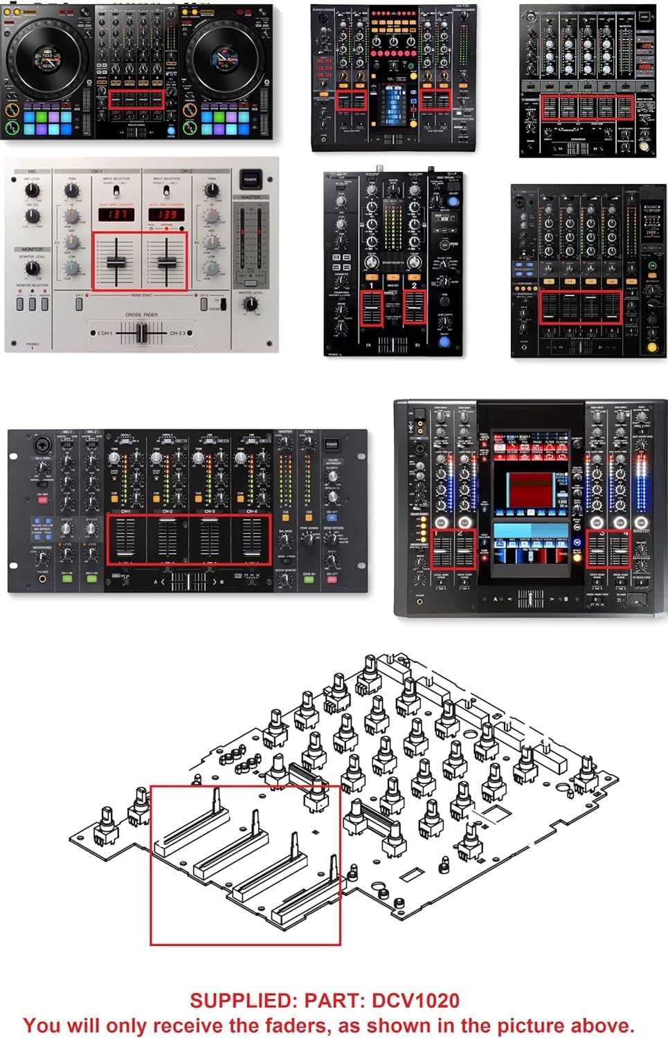 Replacement Fader for Pioneer DDJ REV1 FlX4 FlX6 FX10 Channel Line Volume (DCV1035)